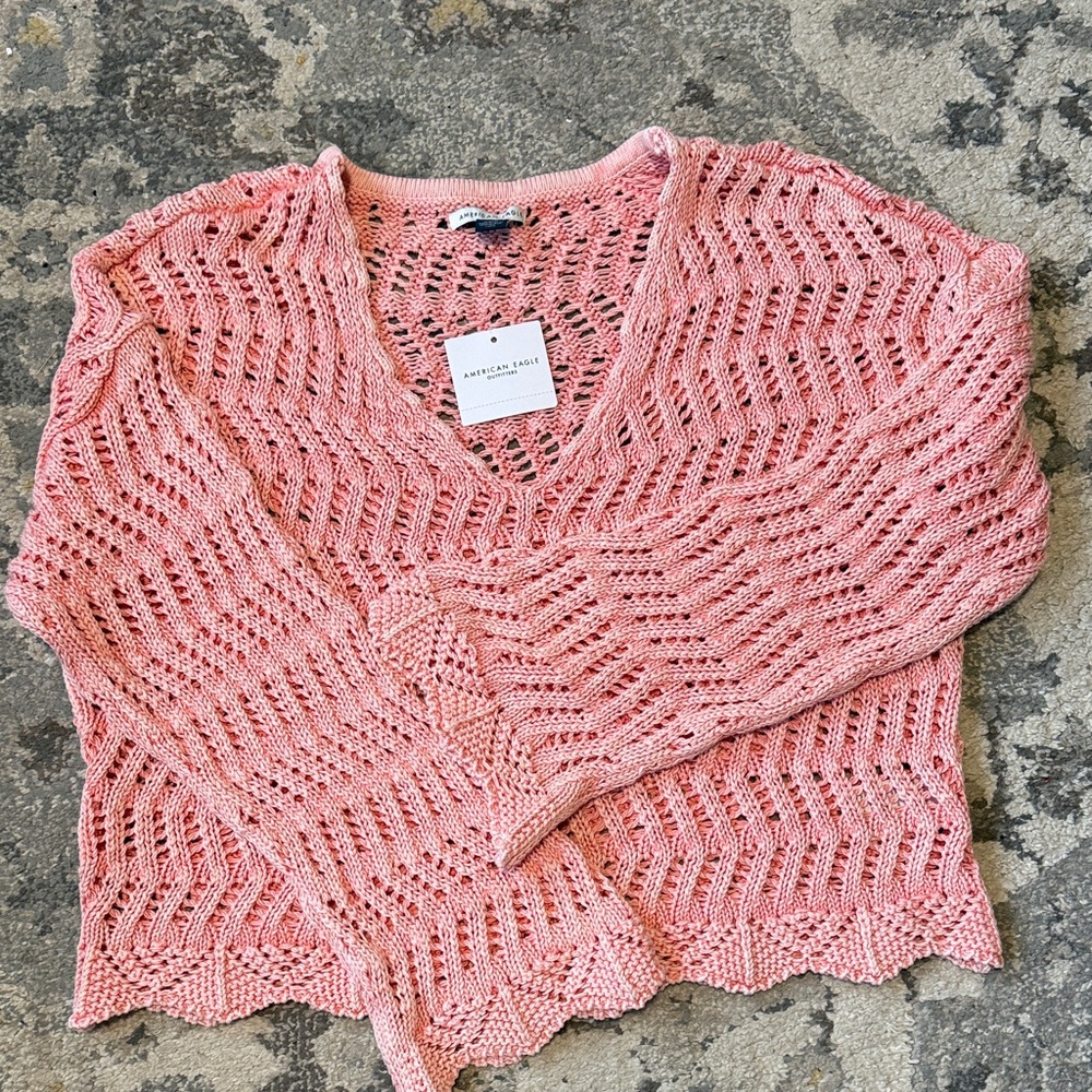 American Eagle Outfitters Pink V-Neck Sweater
